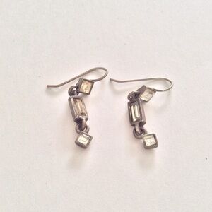 Vintage crystal earrings silver tone dangling bjr